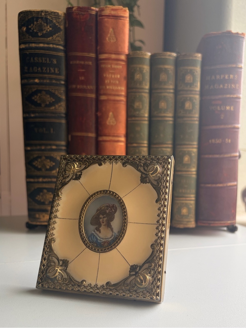 Vintage Decorative Miniature Portrait with With Intricate Filigree